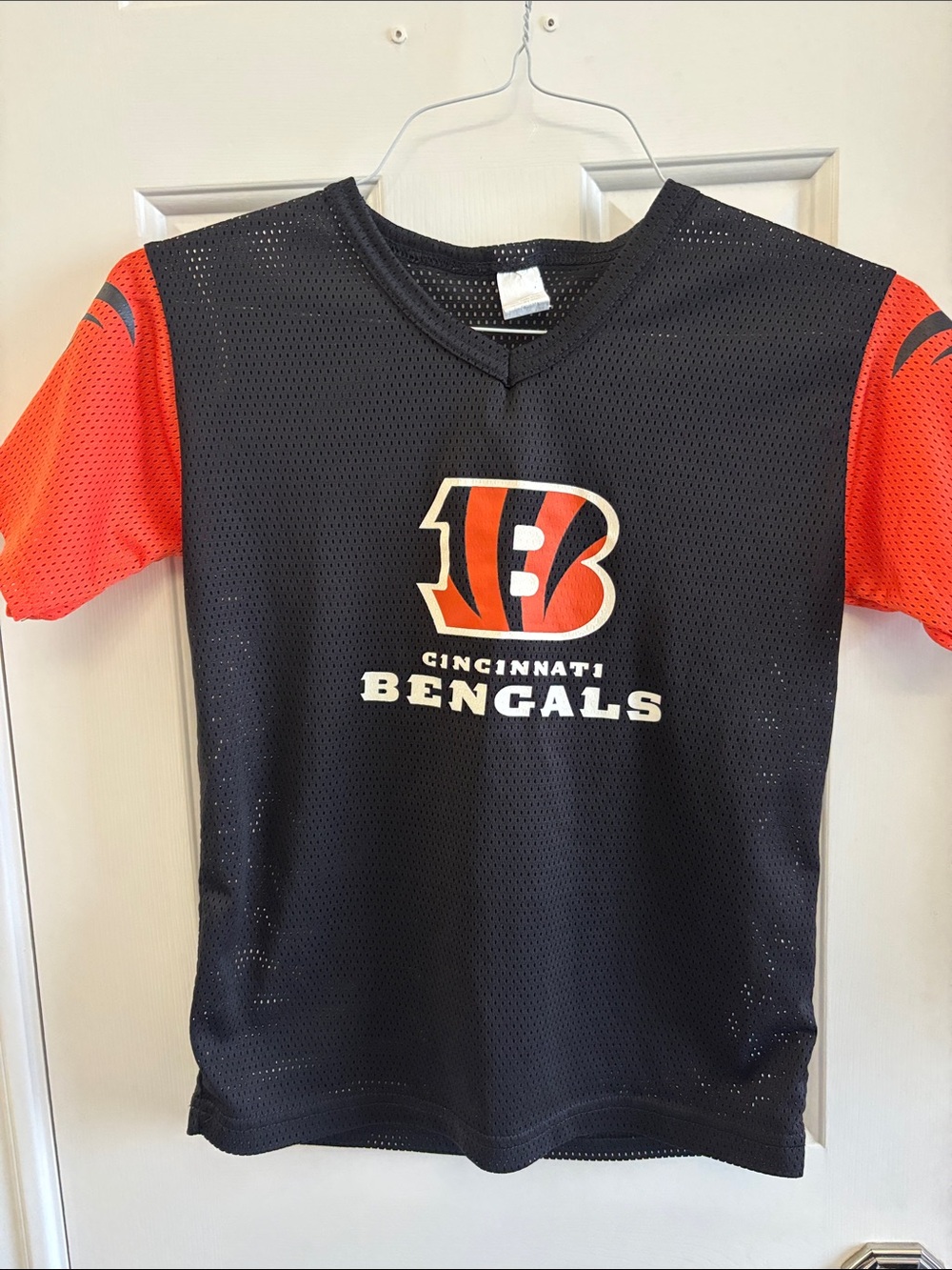 Cincinnati Bengals Kids Black & Orange Short-Sleeve Mesh Jersey Top